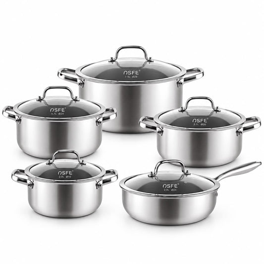 Tri-ply stainless steel pot